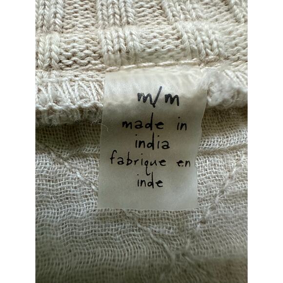 Free People Fp One Shiloh Sweatshirt Pullover Zip Oversized Ribbed sz M beige - Picture 12 of 16